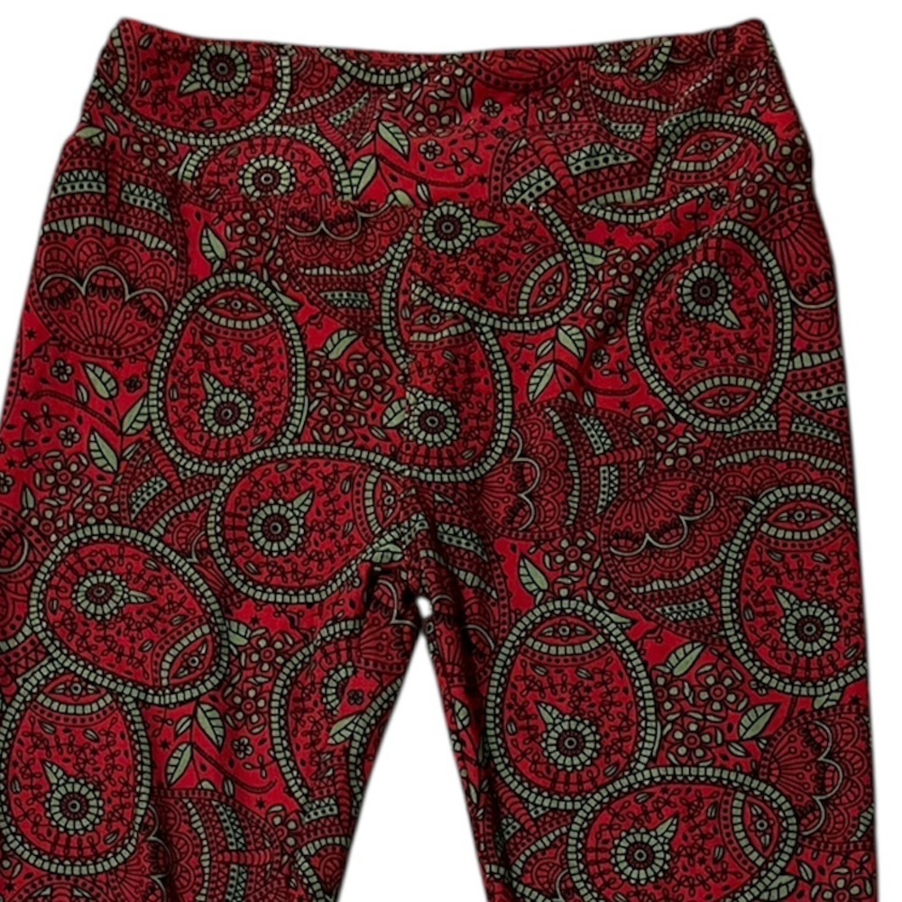LuLaRoe Red and Black Patterned Leggings One Size